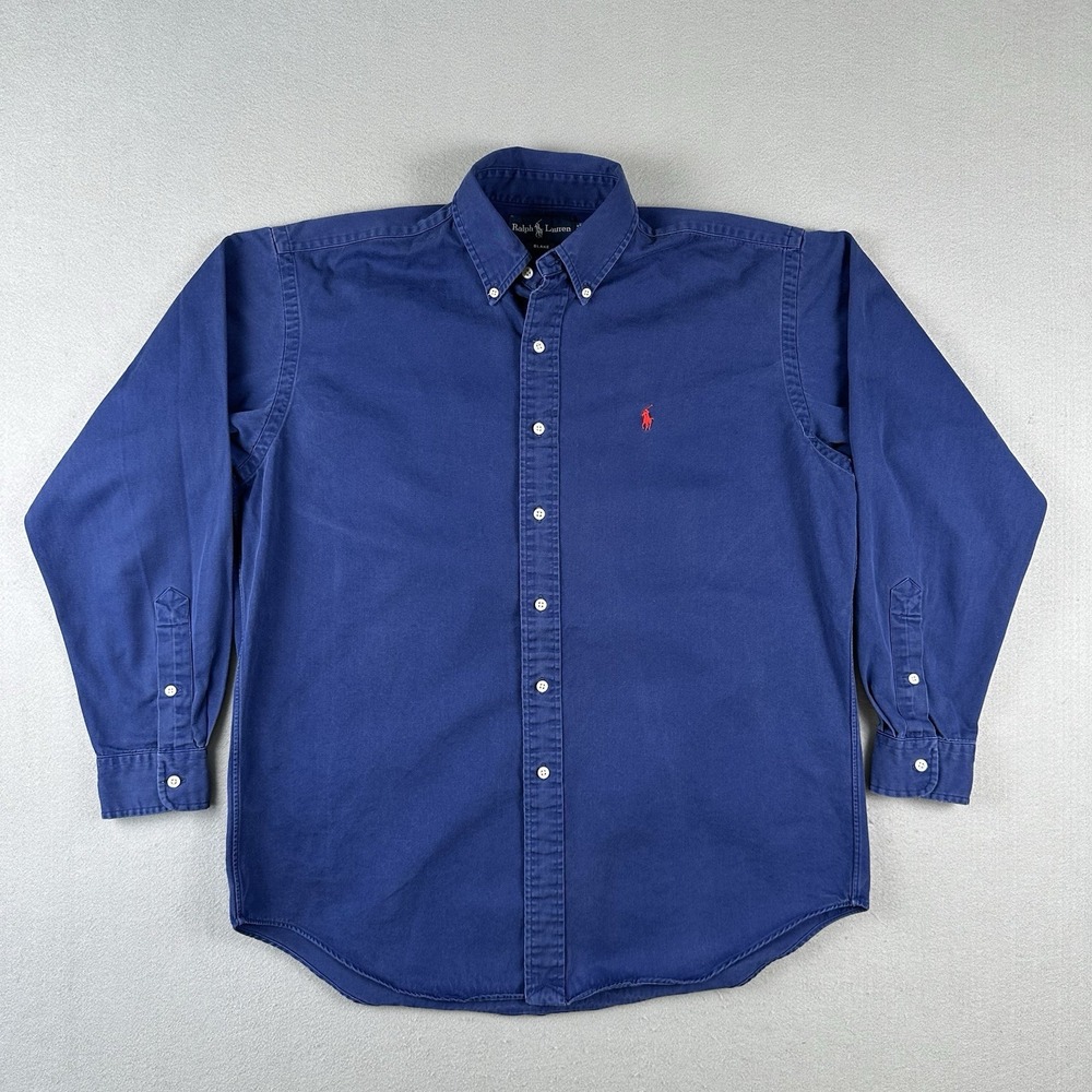 Vintage Polo Ralph Lauren Blake Button Down Shirt Men's Medium Blue Red Pony